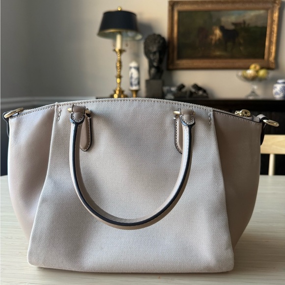 Coach Beige Leather and Canvas Satchel - Picture 4 of 8